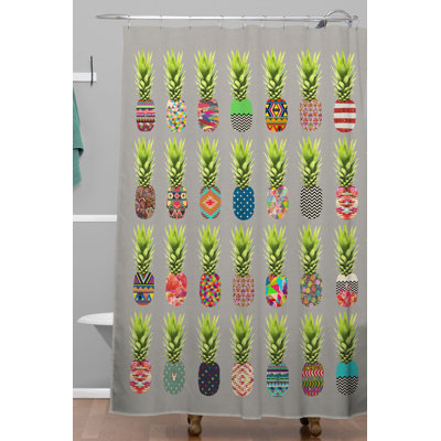 Rideau de douche monocristal en polyester pour fête ananas
