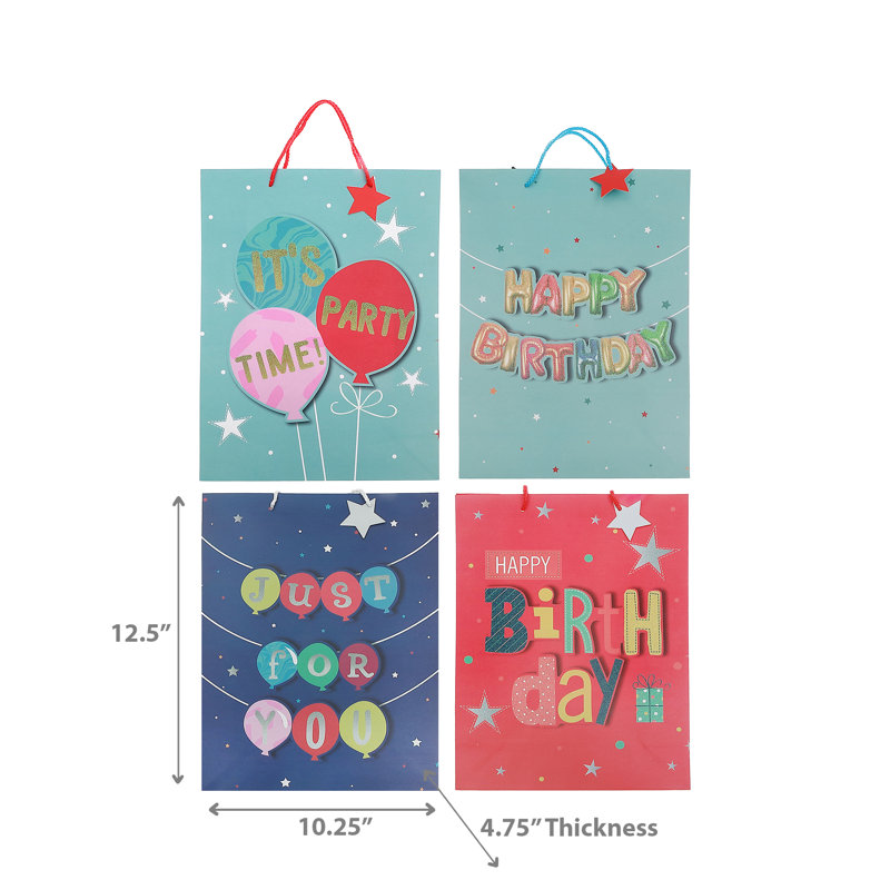 Ensemble de 12 sacs-cadeaux Happy Birthday