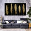 Cinq plumes dorées sur toile, reproduction de 5 pièces-93841684