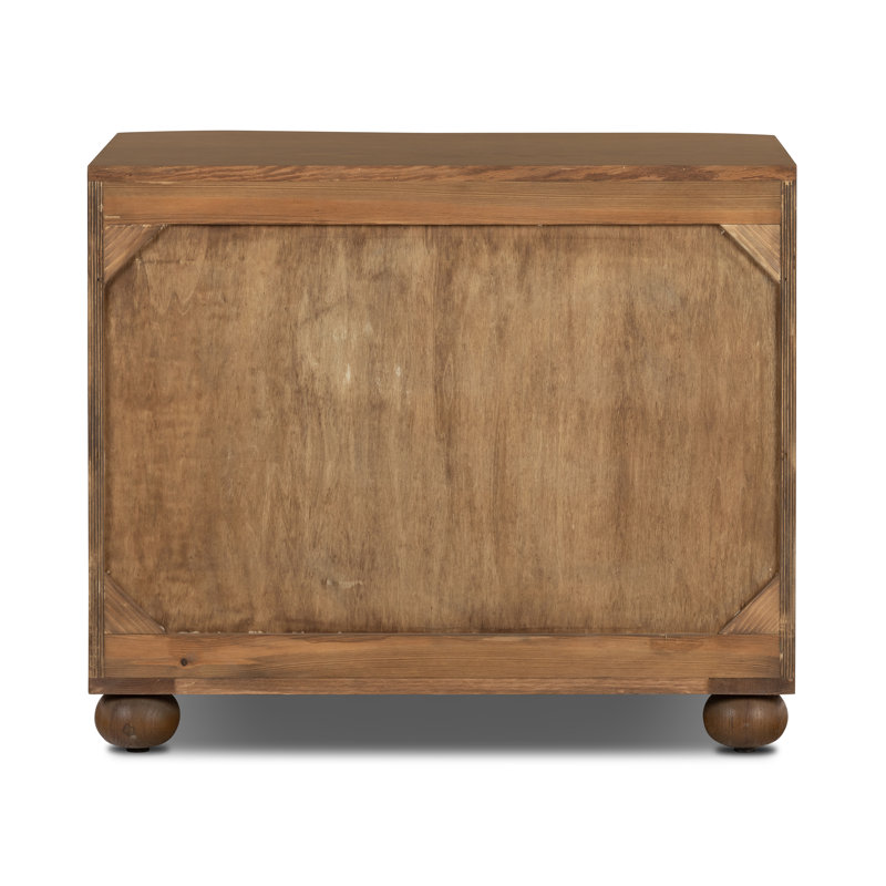 Tiago 3 - Drawer Solid Wood Nightstand, Toasted Oak
