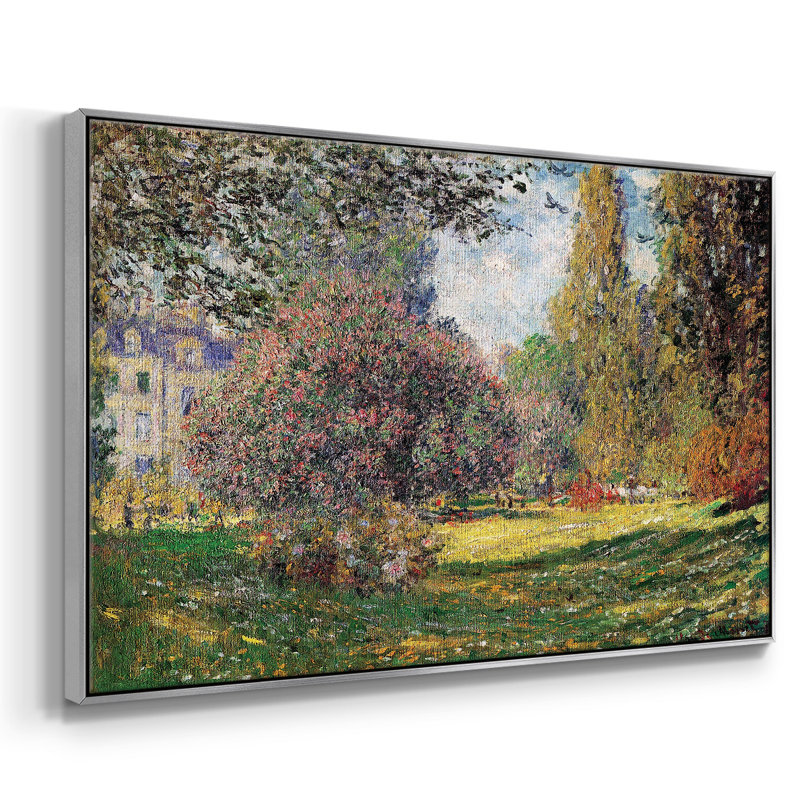 «The Park» par Monet - reproduction sur toile avec cadre flottant, Argent, H 27 po x l 41 po x P 2 po