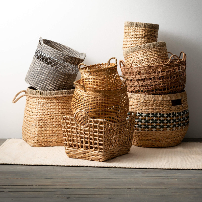 Sullivans Open Weave Bamboo Basket Set of 3, 15"H, 12.75"H & 9.25"H; Brown