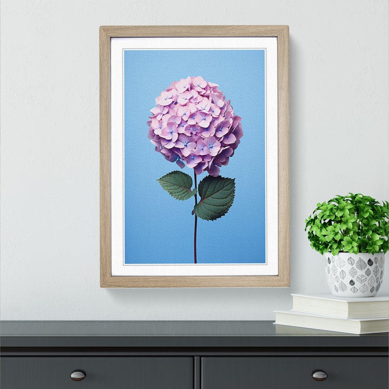 Hydrangea Minimalism No.2 - Framed Print, 64cm H x 46cm W x 2cm D, Oak Framed
