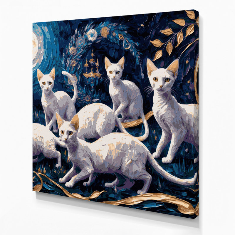 Art mural sur toile gris, chats et chats Levkoy, H 12 po x l 12 po