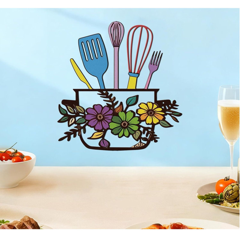 Art mural de cuisine moderne en métal mauve
