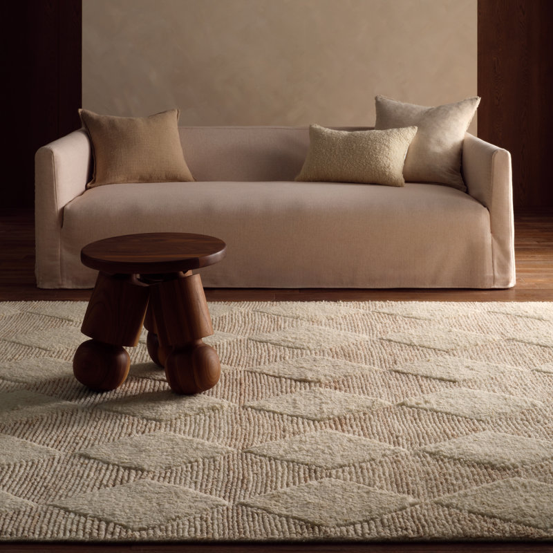 Tapis blanc et brun clair Kern Medak, Rectangle 10 pi x 14 pi