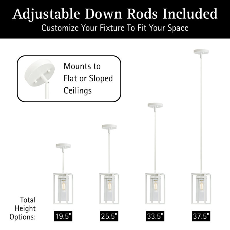 Mini-luminaire suspendu Frame DEL - Luminaire suspendu à hauteur réglable avec ampoule DEL à intensité variable Triac - Plafonnier à DEL à fixation en surface