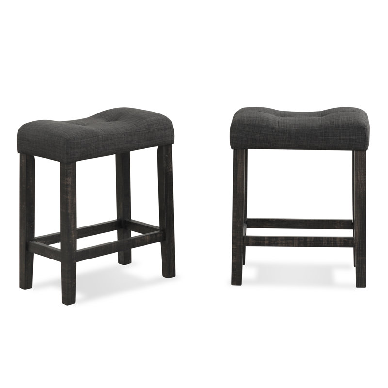 Ensemble de 2 tabourets Sora capitonnés à hauteur de comptoir, gris, Noir, Noir