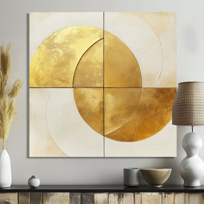 Golden Intersection - Décoration murale abstraite moderne transitionnelle en métal, impression moderne en métal