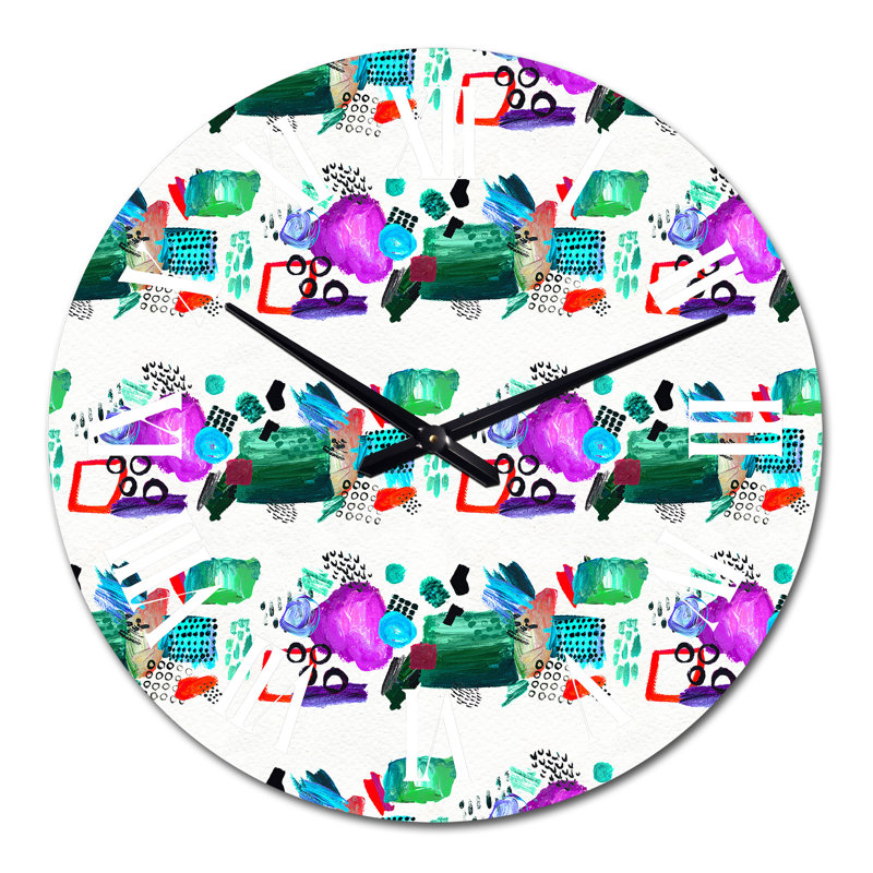 Horloge murale à motifs verts et mauves, Moyen