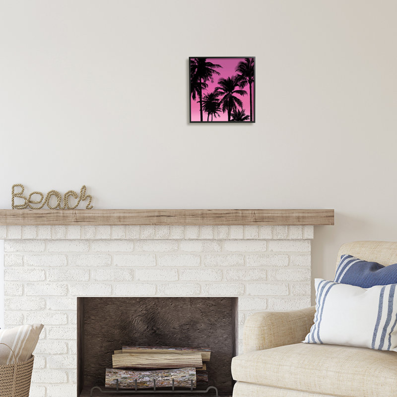 Palmiers roses tropicaux par Mia Jensen, Giclée encadrée noir minuit, H 12 po x l 12 po x P 1,5 po