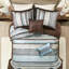 Couette réversible 5 pièces bleue pour lit double/queen, à motifs géométriques, confortable et comprenant des coussins décoratifs. Style traditionnel. Lavable à la machine.