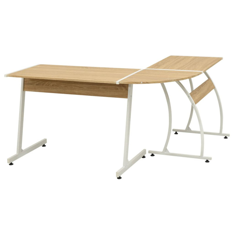 L-Shaped Desk, Oak/White