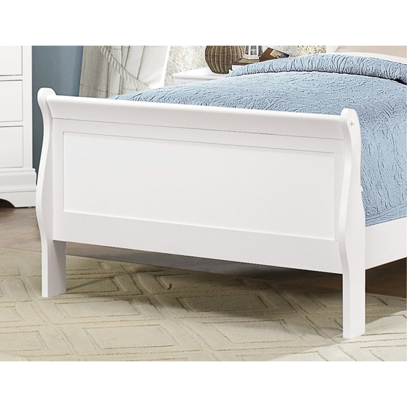 Lit simple à finition blanche de style traditionnel avec rails pour le décor et le style de la chambre à coucher,, Twin