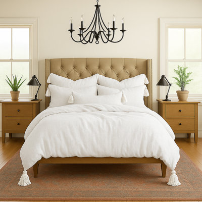 Elsie Tassel White Comforter Designer Set Twin