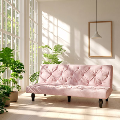 JZR 66" W x 31" D x 27" H Tufted Velvet 3-Seater Sofa Bed
