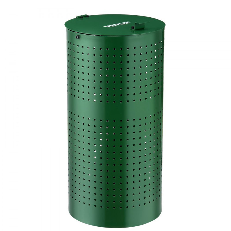 Galvanised Steel Outdoor Trash & Recycling Bin - 43.5L