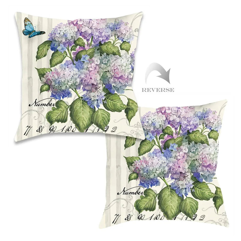 Coussin décoratif intérieur / extérieur Papillon Hydrangea