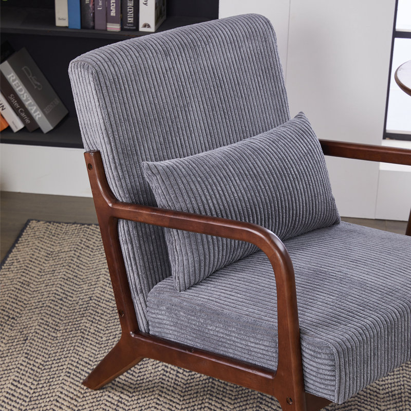 Chaise d'appoint rembourrée Mid-Century , Antique Dark Grey, Naturel