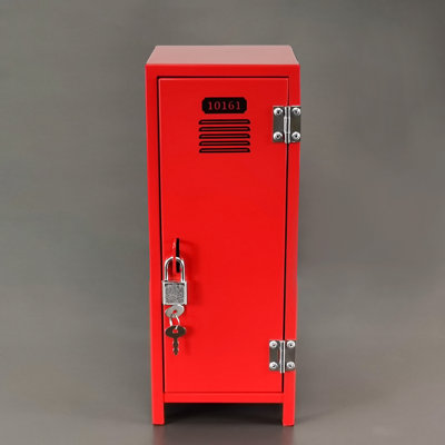 Mitzi Mini Metal Locker With Key And Lock Red 4.2 X 4.2 X 11", Great For Kids Treasure Box