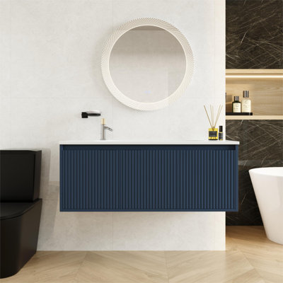 Meuble-lavabo mural simple de 122 cm avec lavabo en résine