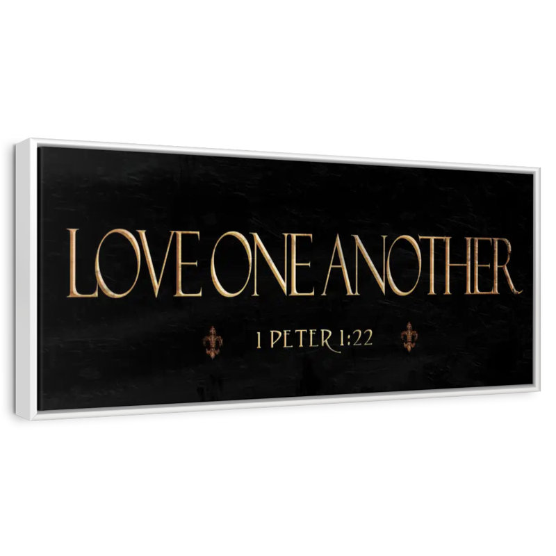 «Love One L'autre Verset de la Bible», 25 po x 9 po, Cadre flottant blanc