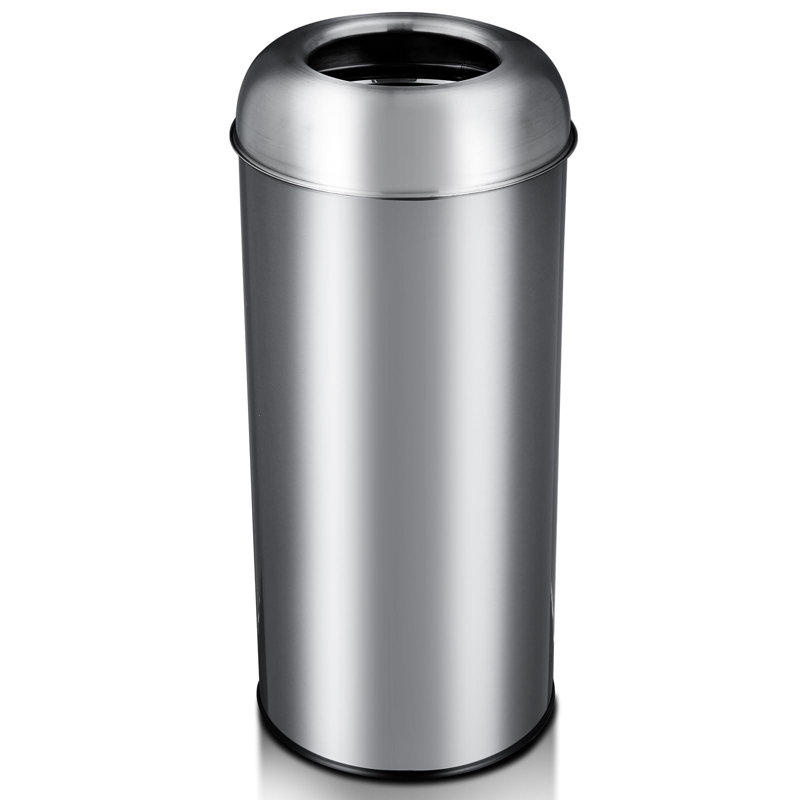 Grande poubelle 17 gallons / 65l, poubelle extérieure en acier inoxydable avec grande poubelle ouverte, poubelle de cuisine