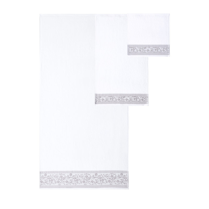 Modern Threads 6-Piece Jacquard Border Towel Set Allie – 100% Cotton, Quick Dry & Absorbent Bath, Hand & Washcloths – Elegant Floral Border