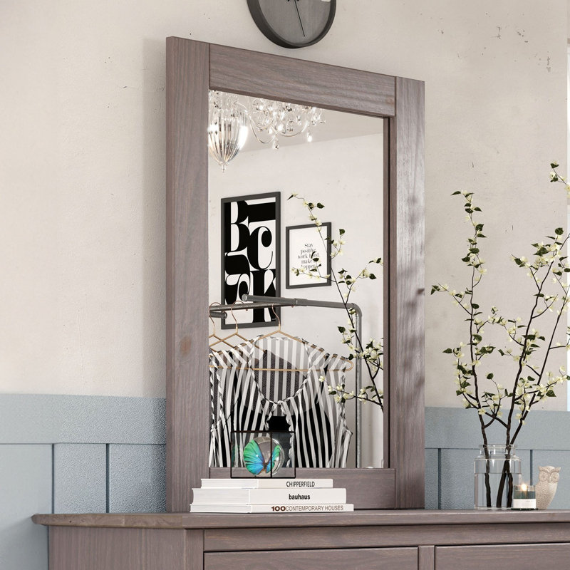 Miroir rustique 28,1 ", gris, Bois gris