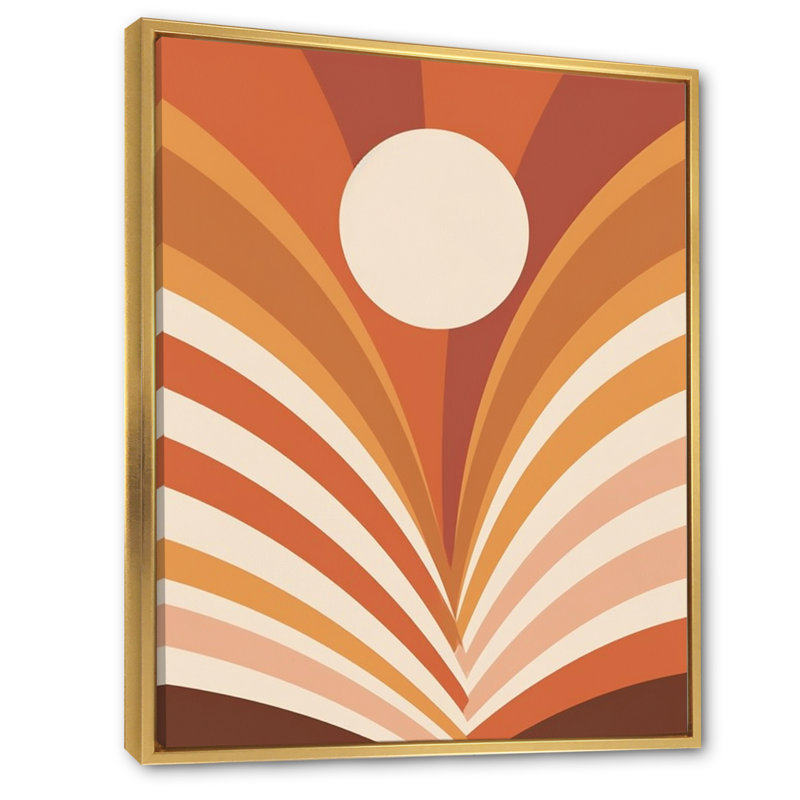 Rétro terre cuite soleil paysage Mid-Century I - décoration murale moderne Mid-Century, H 20 po x l 12 po