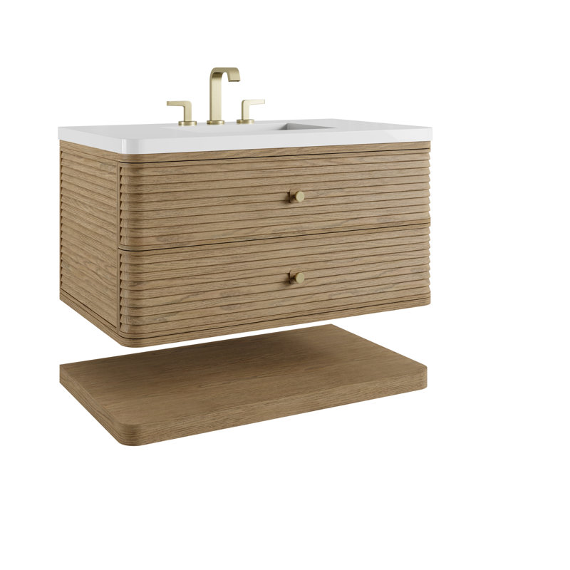Allamari 36" W Single Vanity, White Zeus Silestone, 8" Widespread, Dune Mist