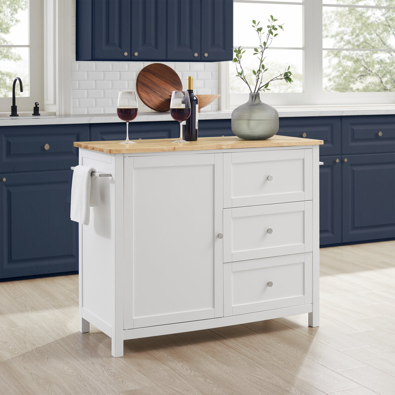 Brunon Kitchen Island, Natural Wood