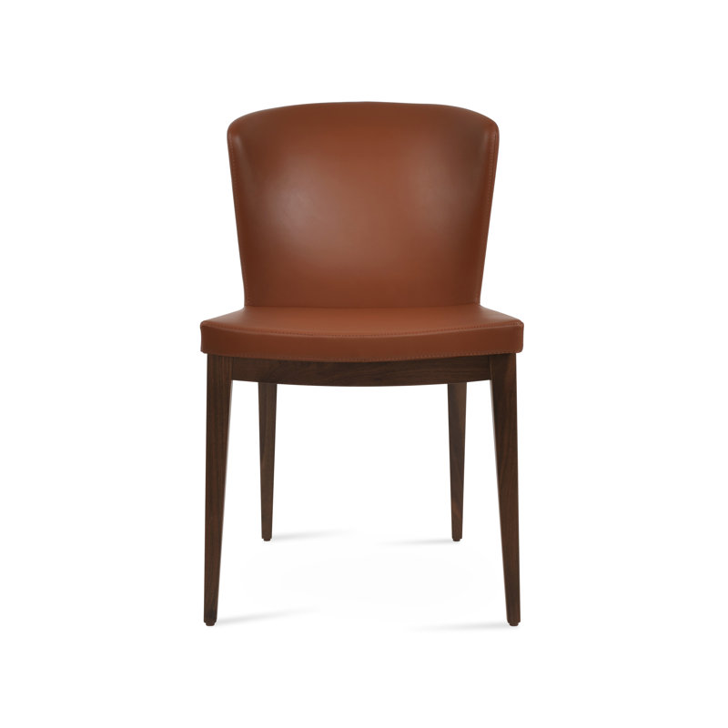 Capri Wood Side Chair, Hazelnut Faux Leather, American Walnut