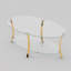 Table basse 43,3 po moderne en verre ovale avec pieds en métal, verre trempé transparent, rangement à double couche de verre-1369793923