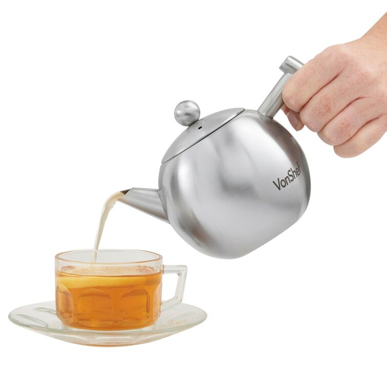 VeoHome Stainless Steel Teapot with Infuser 500 ml – Keeps Heat Thanks to Its Double Walled Design