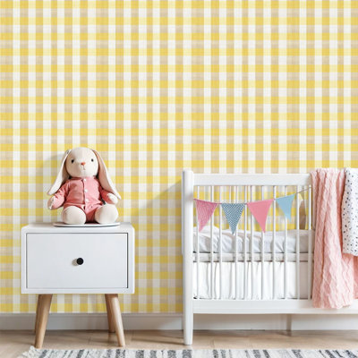 Papier peint auto-adhésif à carreaux auto-adhésif à carreaux de papier vichy carré avec motif vichy jaune Pez and Stick