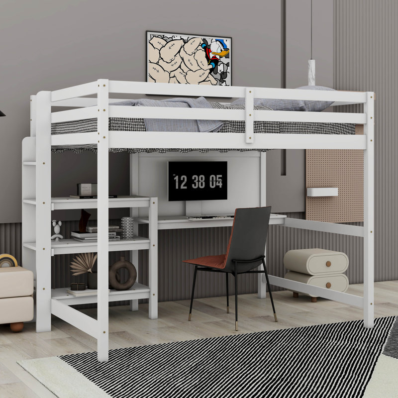 Lit mezzanine pour enfants Costilla, Blanc, Complète