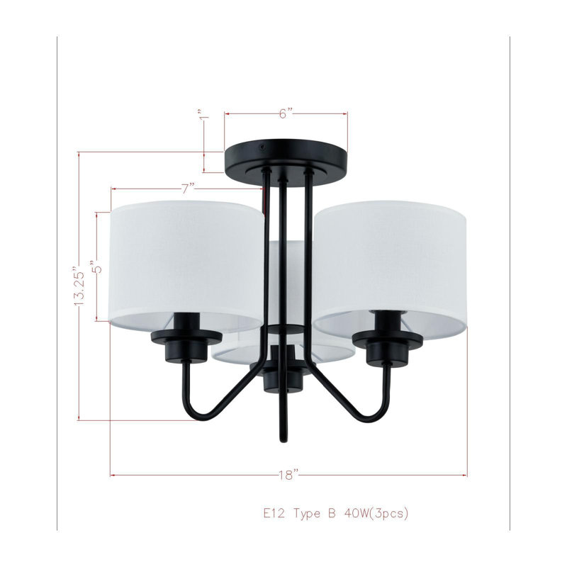 Briggs Semi-Flush Mount, Black
