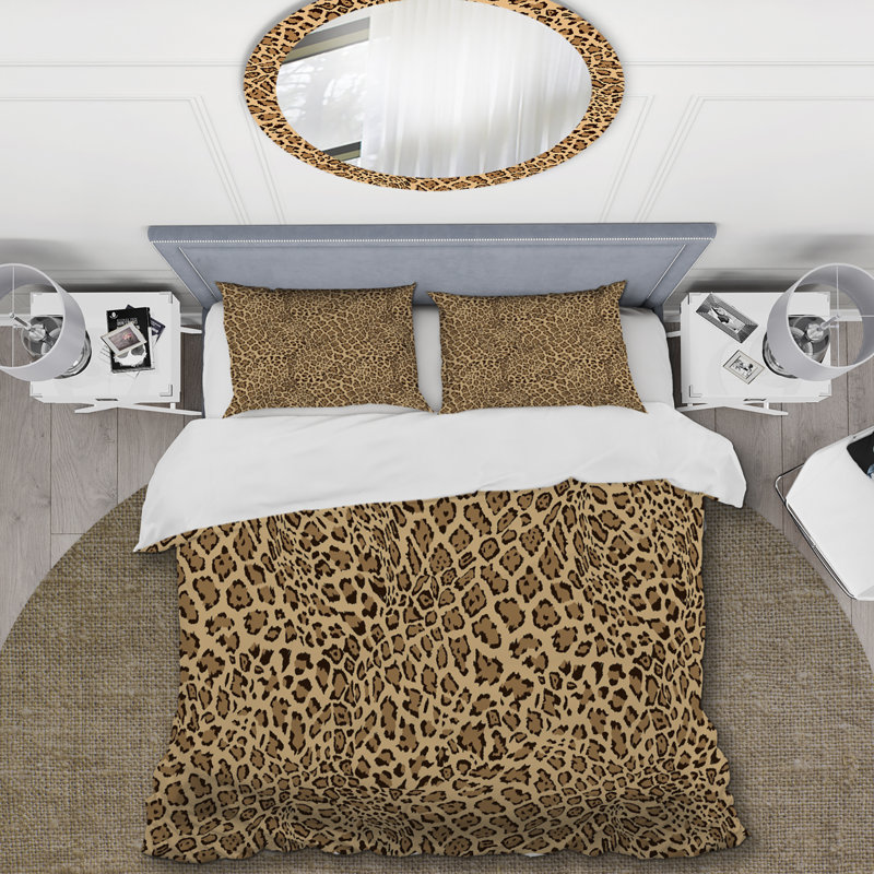 Motif léopard crème et noir - Ensemble de housse de couette animaux - Microfibre de polyester