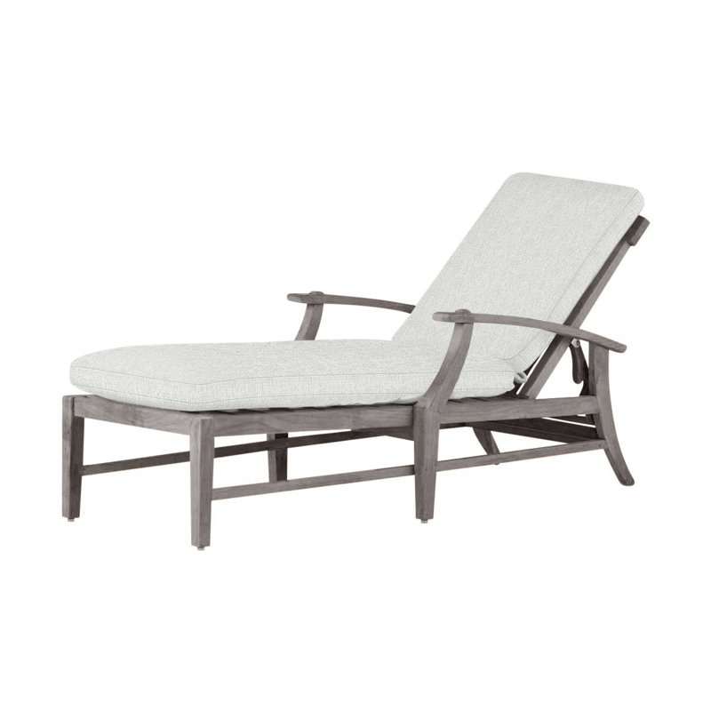 Croquet Teak Chaise Without Wheel - Oyster, No Welt, Arbor Chambray, Oyster Teak