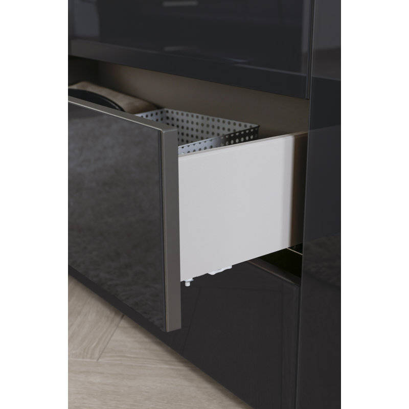 Flipp 3 - Drawer 200" W Combo Dresser, Graphite/Glass Basalt