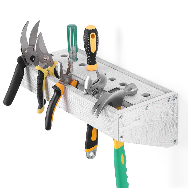 Organisateur de boîte de rangement pour tournevis en bois massif, Blanc