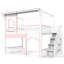 Lit superposé House avec bibliothèque, escalier de rangement et garde-corps-527073950