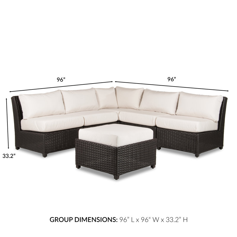 Siesta Key 93'' Wide Wicker Patio Sectional with Sunbrella® Cushions