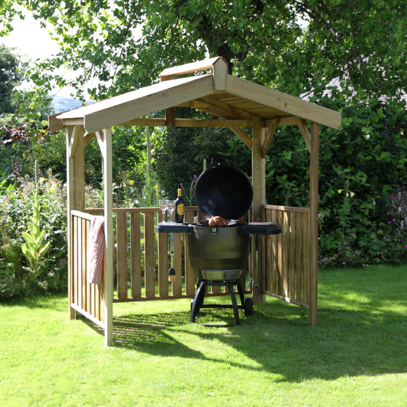 2.1m x 1.3m Solid Wood BBQ Gazebo