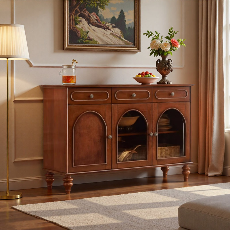 Buffet rétro en bois massif, H 33,46 po x l 51,18 po x P 15,75 po