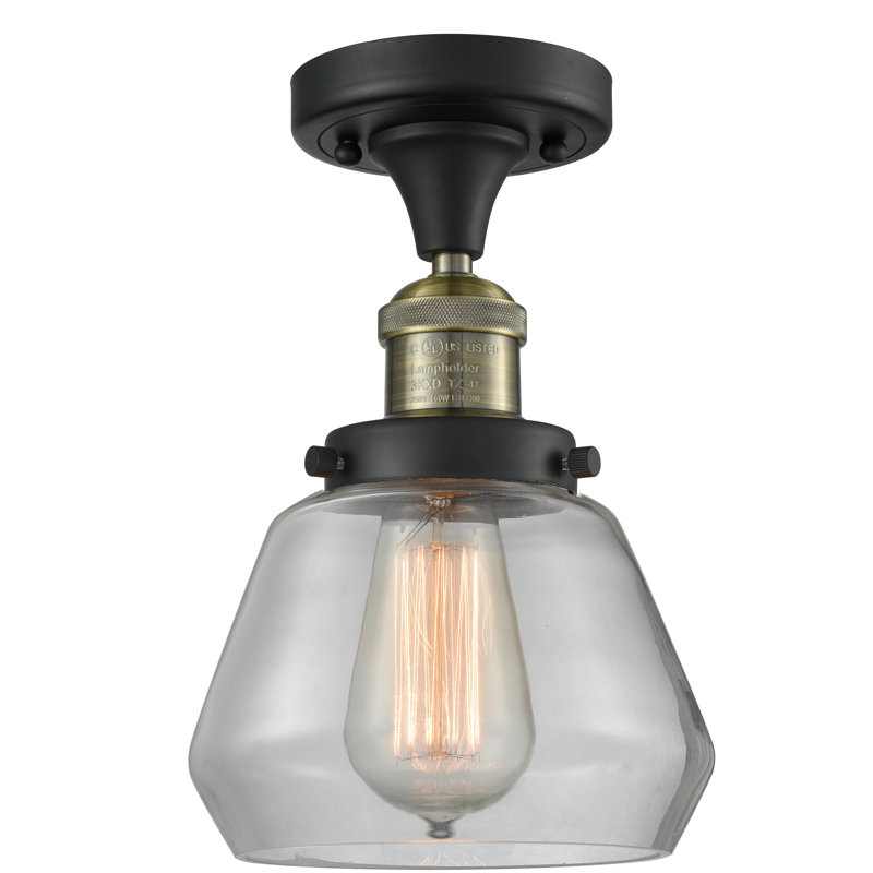 Argueta Glass Semi Flush Mount, Clear, Black Antique Brass, No Bulb Included