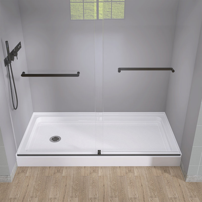 Base de bac de douche 60 "x 30" à seuil simple en blanc avec drain à gauche