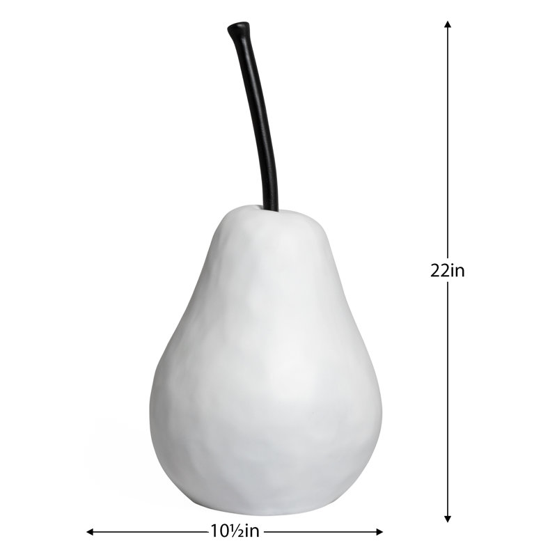 Innila 22" Large White Pear Sculpture For Home Decor - 10.5" D x 22" H, White