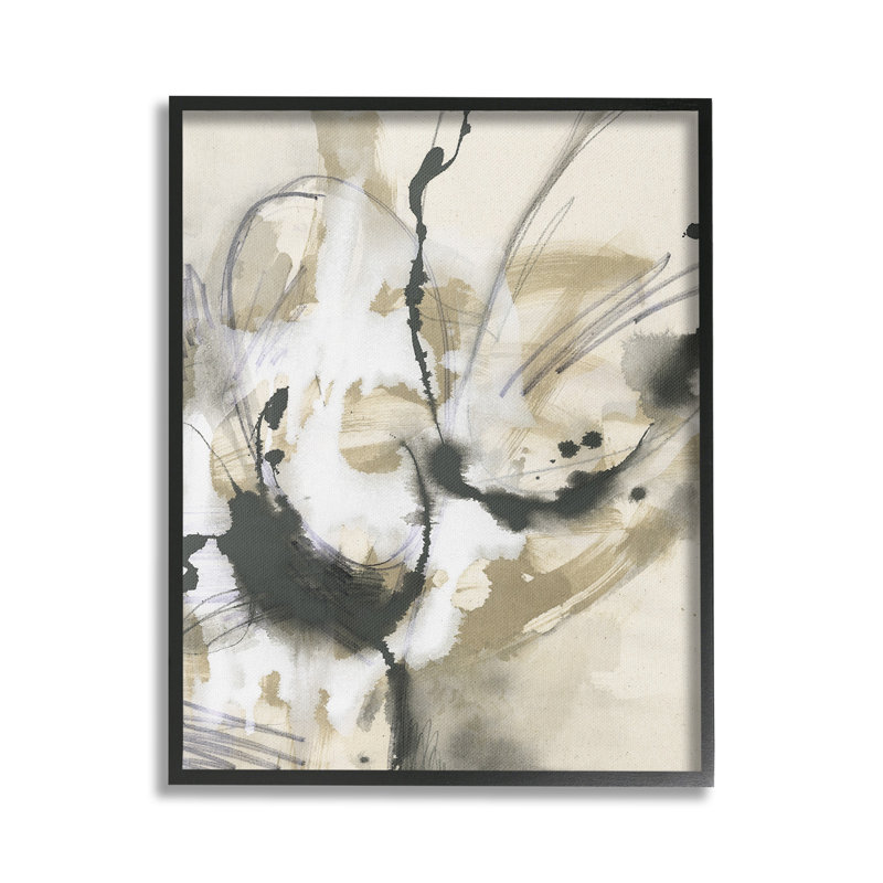 "Cadre simple noir et beige abstrait" par June Erica Vess sur, Giclée encadrée noir minuit, H 20 po x l 16 po